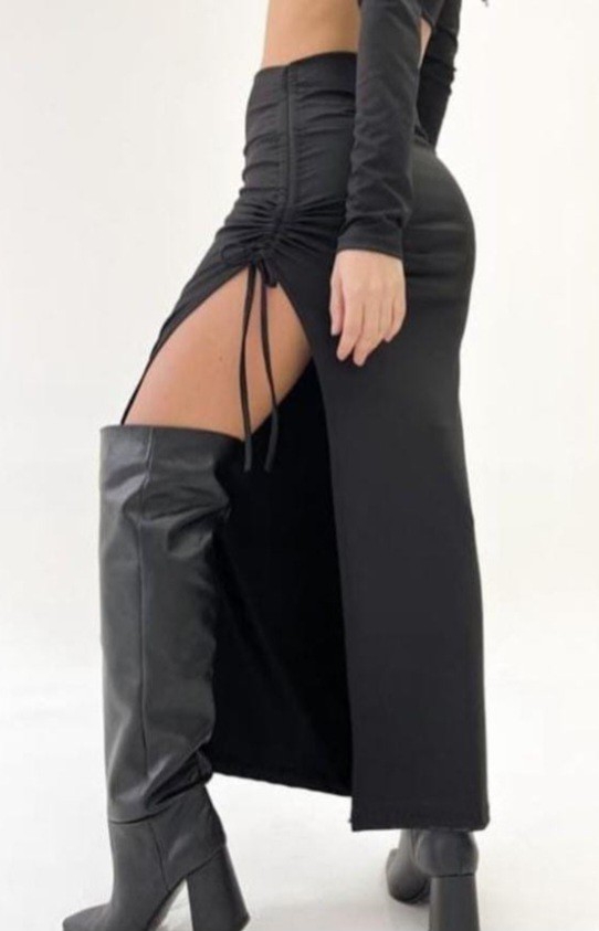 Pollera Larga Frunce Lycra Premium - Imagen 2