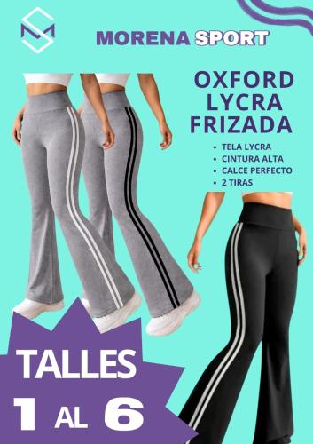 Calza Oxford Lycra Frizada con Tiras Blancas