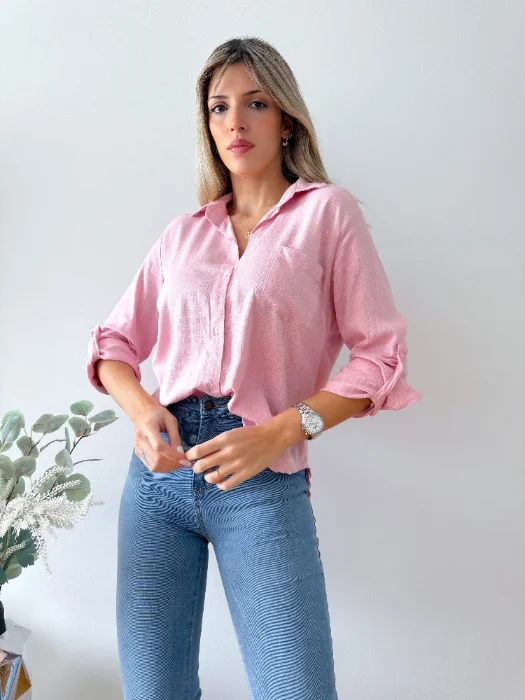 Camisa Lino Manga Larga