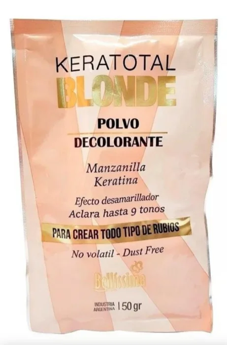 3 Sobres Bellissima Keratotal Blonde Decolorante hasta 9 Tonos de 50g C/u