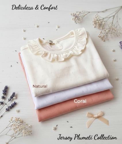 Camiseta con Volado, Jersey  100% Algodón  Plumeti