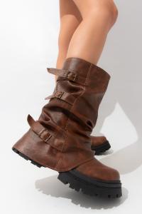 Bota Borcego Volcada Naomi Choco - Miniatura 2