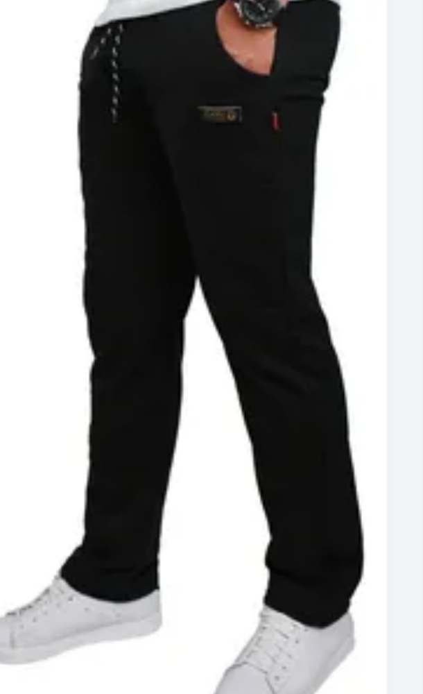 Pantalón Recto de Yersey con Piel Hombre - Imagen 1