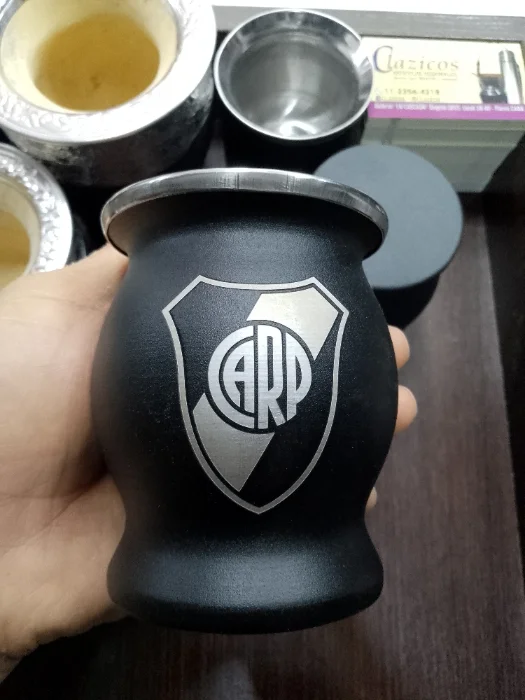 Mate de River Plate Termico Grabado en Acero Doble Capa
