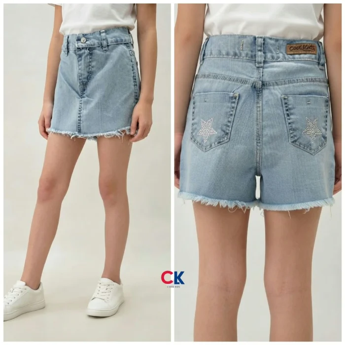 Short Pollera Nena con Brillo en los Bolsillos