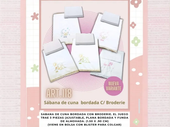 Sabana de Cuna Bordada 3 Piezas (118)