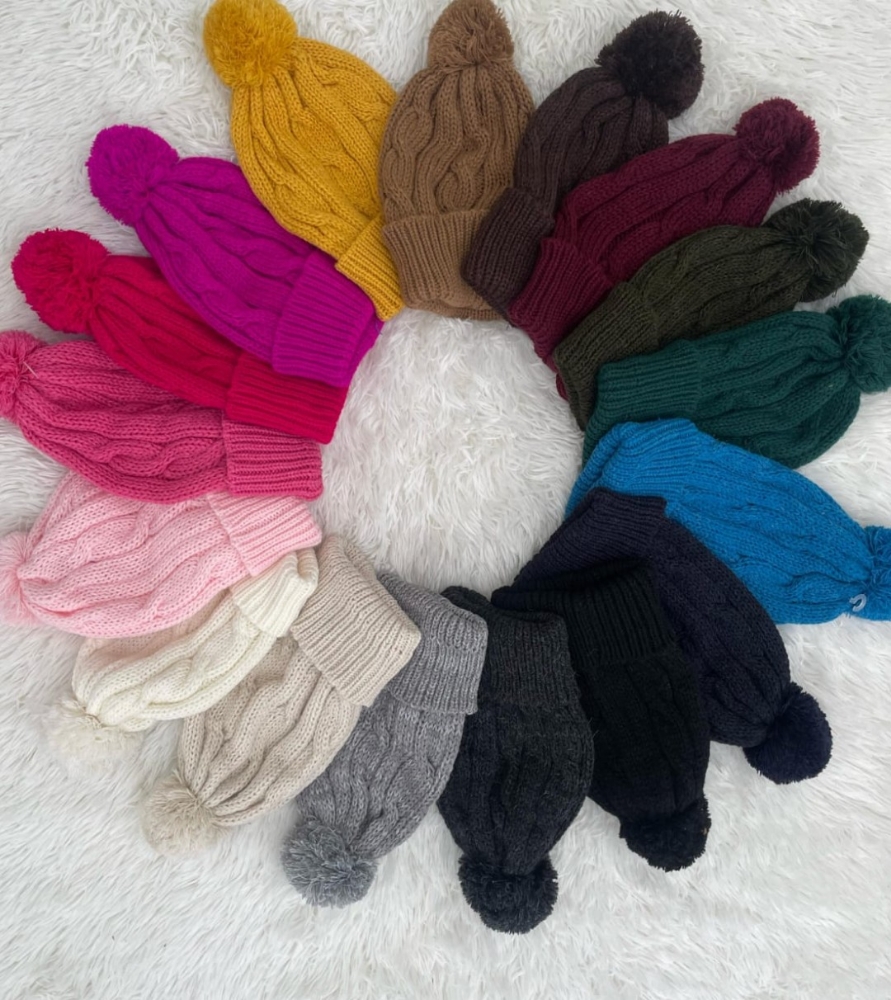 Gorros Lana Frizado Pompom - Imagen 1