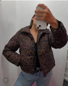 Campera New Puffer Feline Hhp Animal Print Piel Dama Abrigo - Miniatura 3