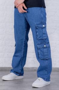 Jeans Baggy Rigido Recto con 8 Bolsillos (4 en las Piernas y 2 Atrás y 2 Adelante)