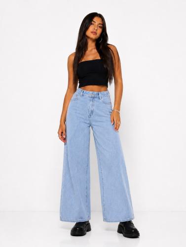 Jeans Wide Leg  Dama Pantalones Denim Mujer Anchos Promociones Descuentos Mayoristas