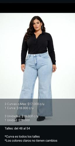 Jeans Wide Leg Talles Grandes Dama Pantalones Especiales Mujer Promos Mayoristas - Miniatura 2