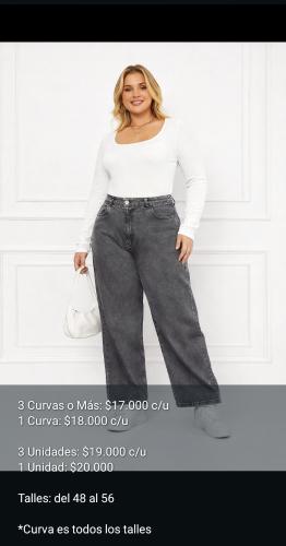 Jeans Wide Leg Talles Grandes Dama Pantalones Especiales Mujer Promos Mayoristas - Miniatura 3