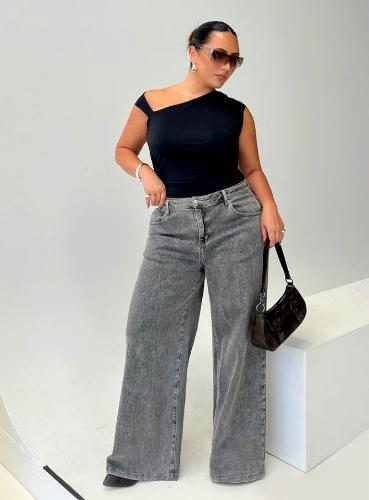 Jeans Wide Leg Talles Grandes Dama Pantalones Especiales Mujer Promos Mayoristas - Miniatura 5