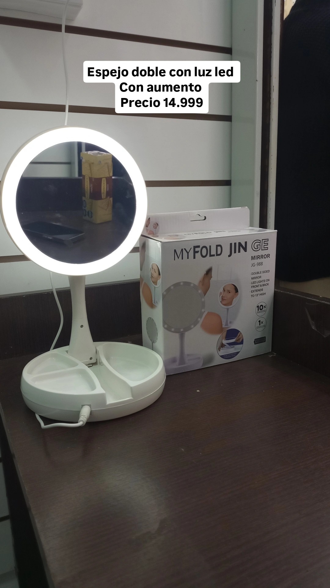 Espejo de Maquillaje Luz Led Recargable - Imagen 2