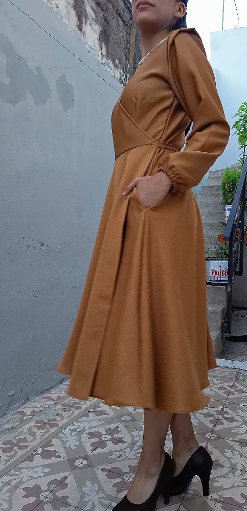 Vestido Cruzado.  Lino Sastrero Oferta - Imagen 3