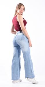 Wide Leg Nevado Celeste Localizado con Bigotes Tiro Alto - Miniatura 3