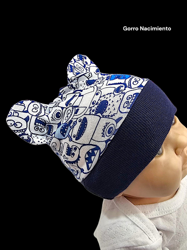 Pack 12 Gorritos con Orejas,  Jersey 100% Algodón  Peinado - Imagen 2