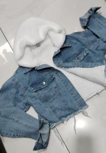 Campera Jeans con Corderito y Capucha