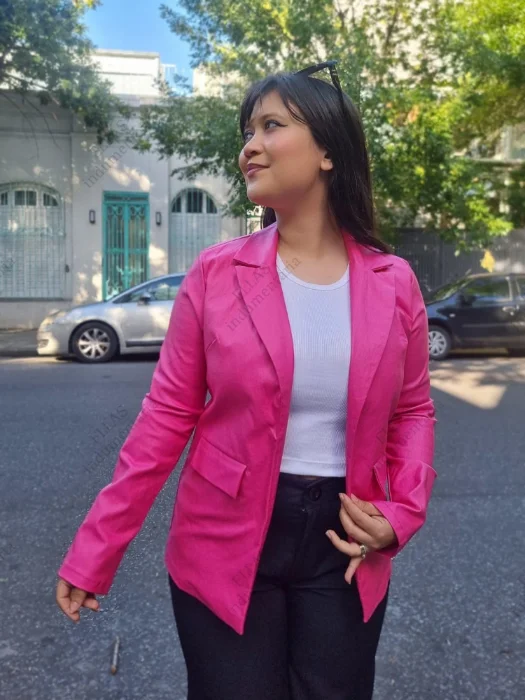 Blazer Engomado con Bolsillos