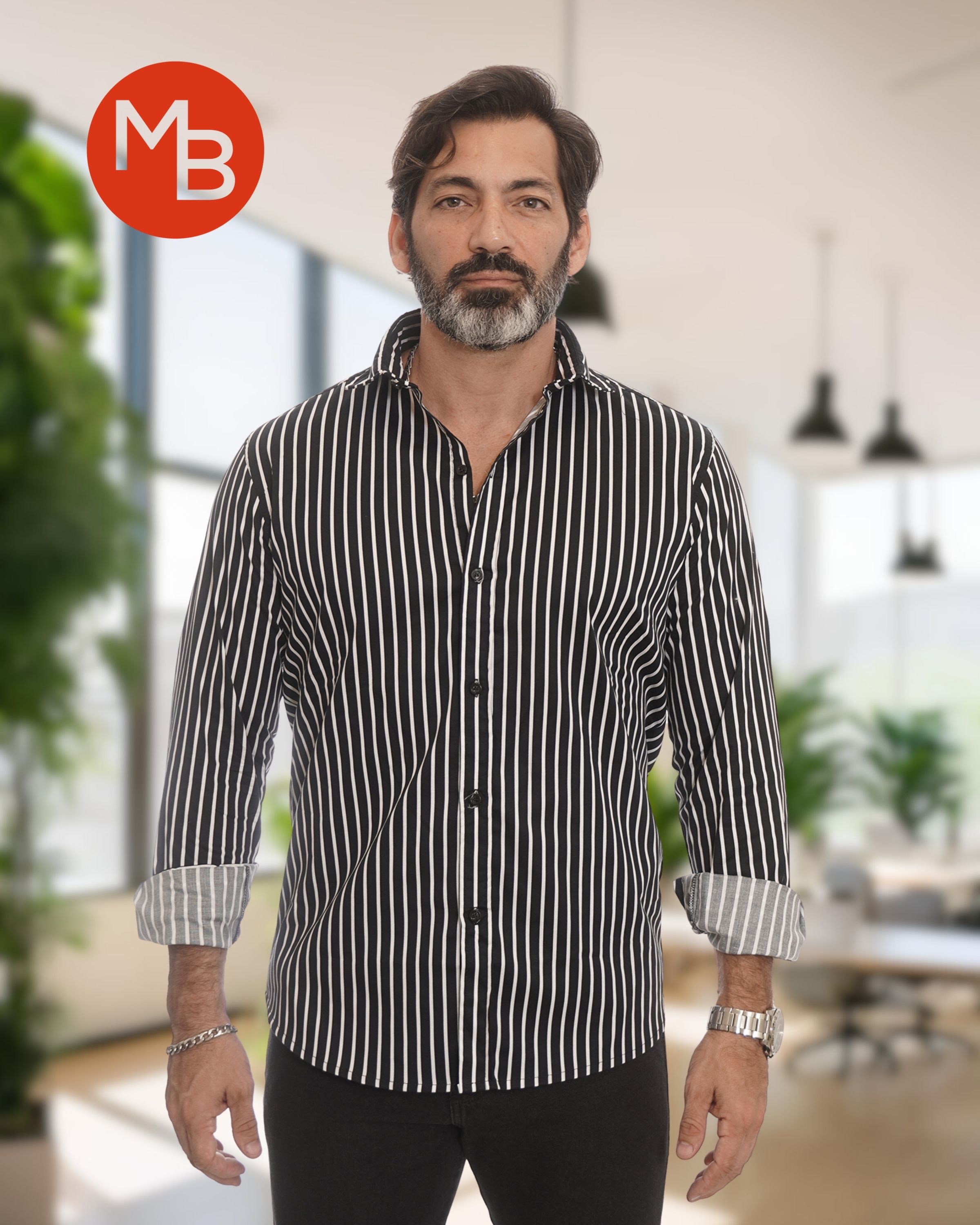 Camisa Entallada Elastizada Raya Fina - 2.jpg
