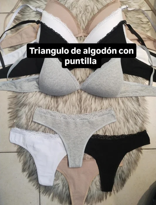 Triangulo Algodón Puntilla