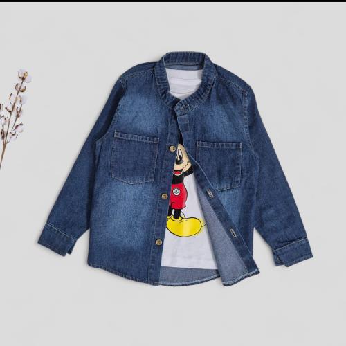 Camisa Jeans Cuello Mao