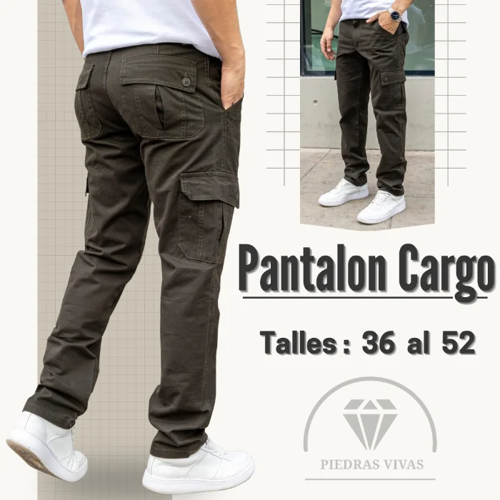 Pantalones Cargo Clásicos de Gabardina