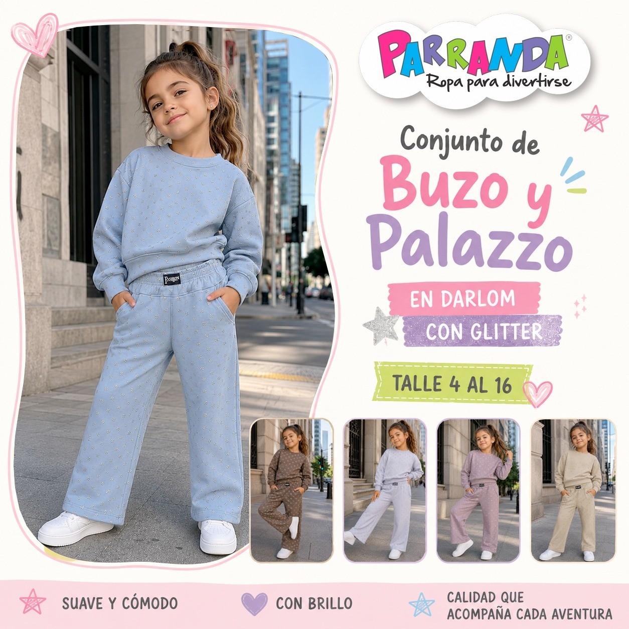 Conjuntos Buzos y Palazzo Darlom con Glitter - Imagen 1
