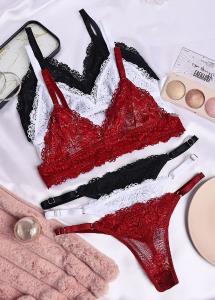 1058 Conjunto Sexy Lali Triangulo de Encaje y Tul - Miniatura 3
