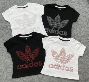 Remeras Crop Top Algodón Peinado Piedreria