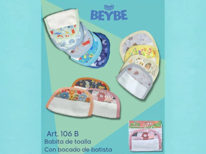 Babita de Toalla con Franja Estampada Beybe Art.106b Pack X 12 Surtido de Colores