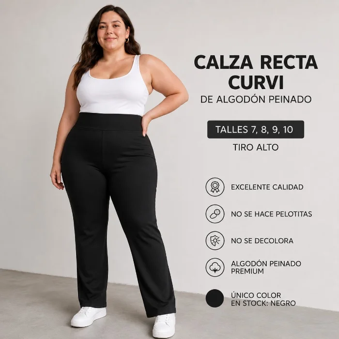 Calza Recto Curvi de Algodón con Lycra
