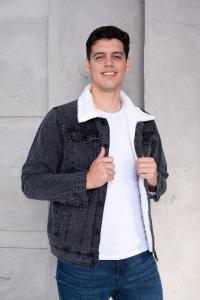 Campera Jeans con Corderito Hombre(gris) - Miniatura 2