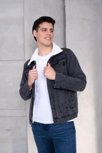 Campera Jeans con Corderito Hombre(gris) - Miniatura 3