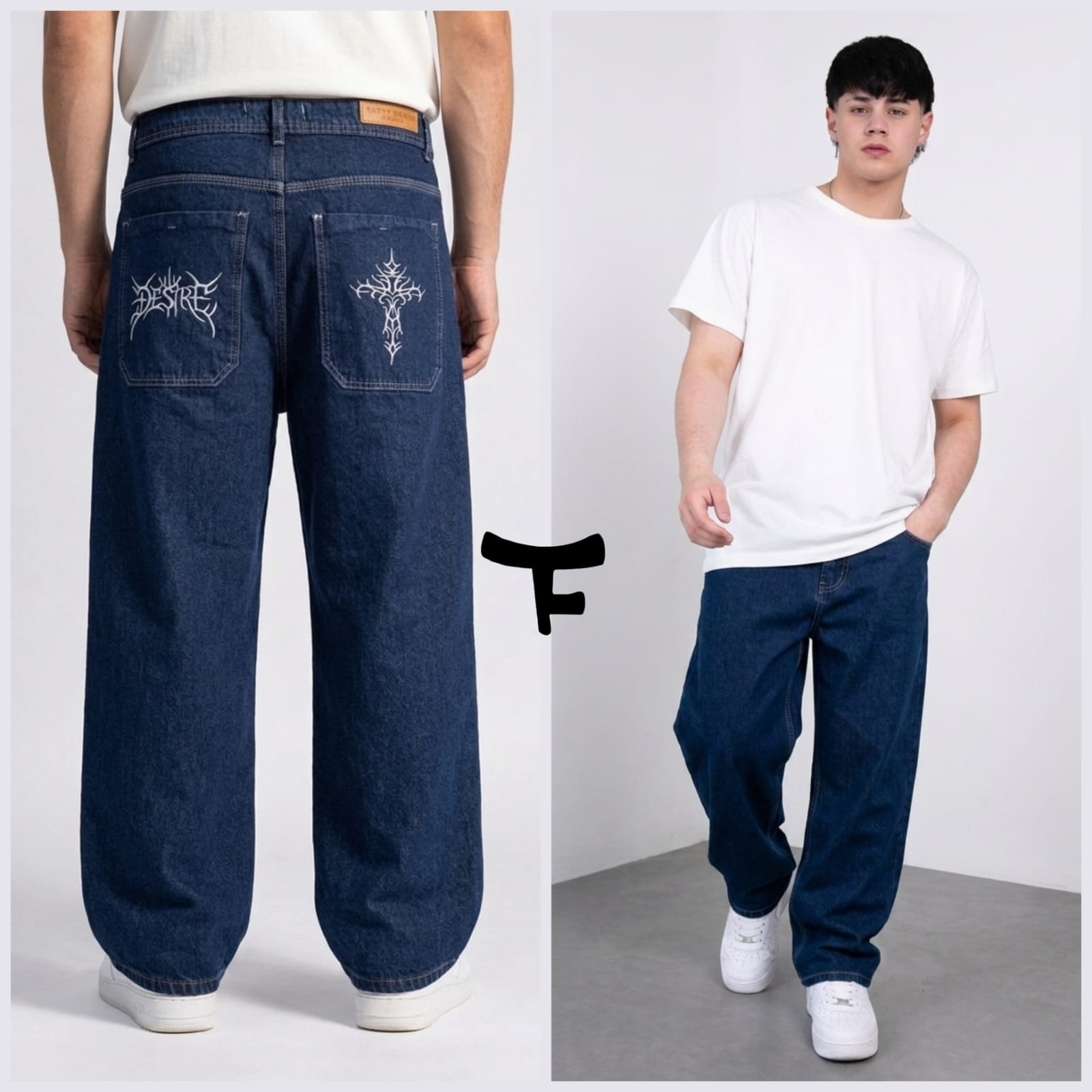 Baggy con Bordado Azul - Imagen 1