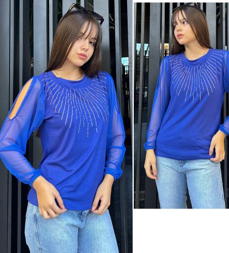 Camiseta con Stras Tul  Transparencia - Miniatura 2