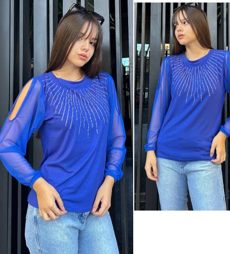 Camiseta con Stras Tul  Transparencia - Miniatura 3