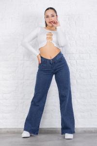 Wide Leg Azul Elastizado