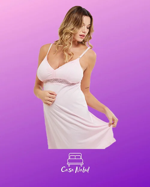 Camison Maternal Amamantar Puntilla bajo Pecho