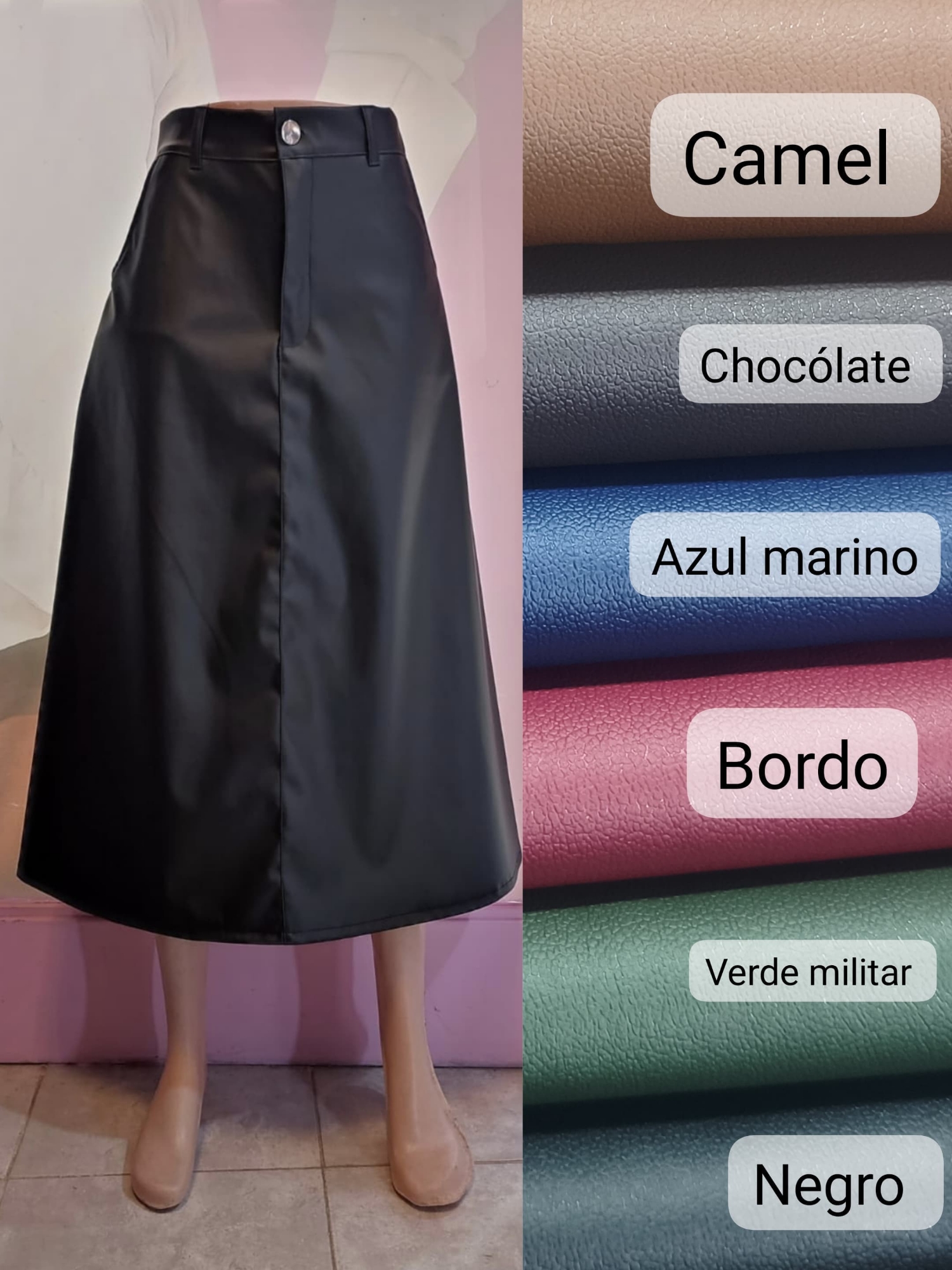 Pollera Eco Cuero Evase - Imagen 2