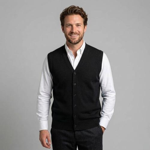 Cardigan sin Mangas Chaleco Tejido con Botones