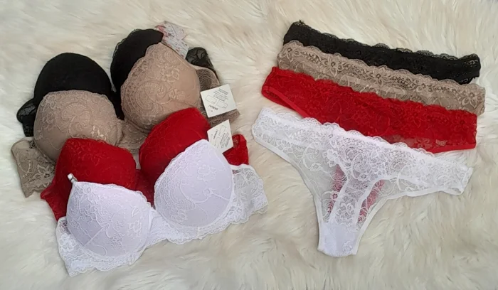 Conjunto - Encaje -ropa Interior Taza Aramada y Colaless