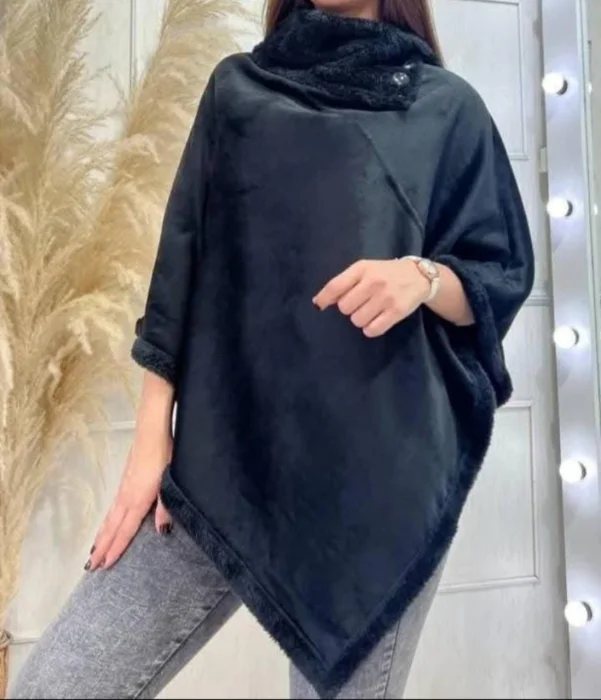 Poncho de Plush Bifas con Corderito Hermosos