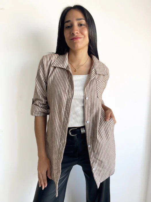 Maxi Camisa de Pilú Rayado