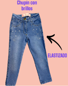 Chupin Jeans con Brillos y Perlas