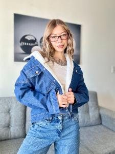Campera Mom con Cintura y Corderito (azul) - Miniatura 3