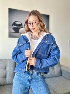 Campera Mom con Cintura y Corderito (azul) - Miniatura 5