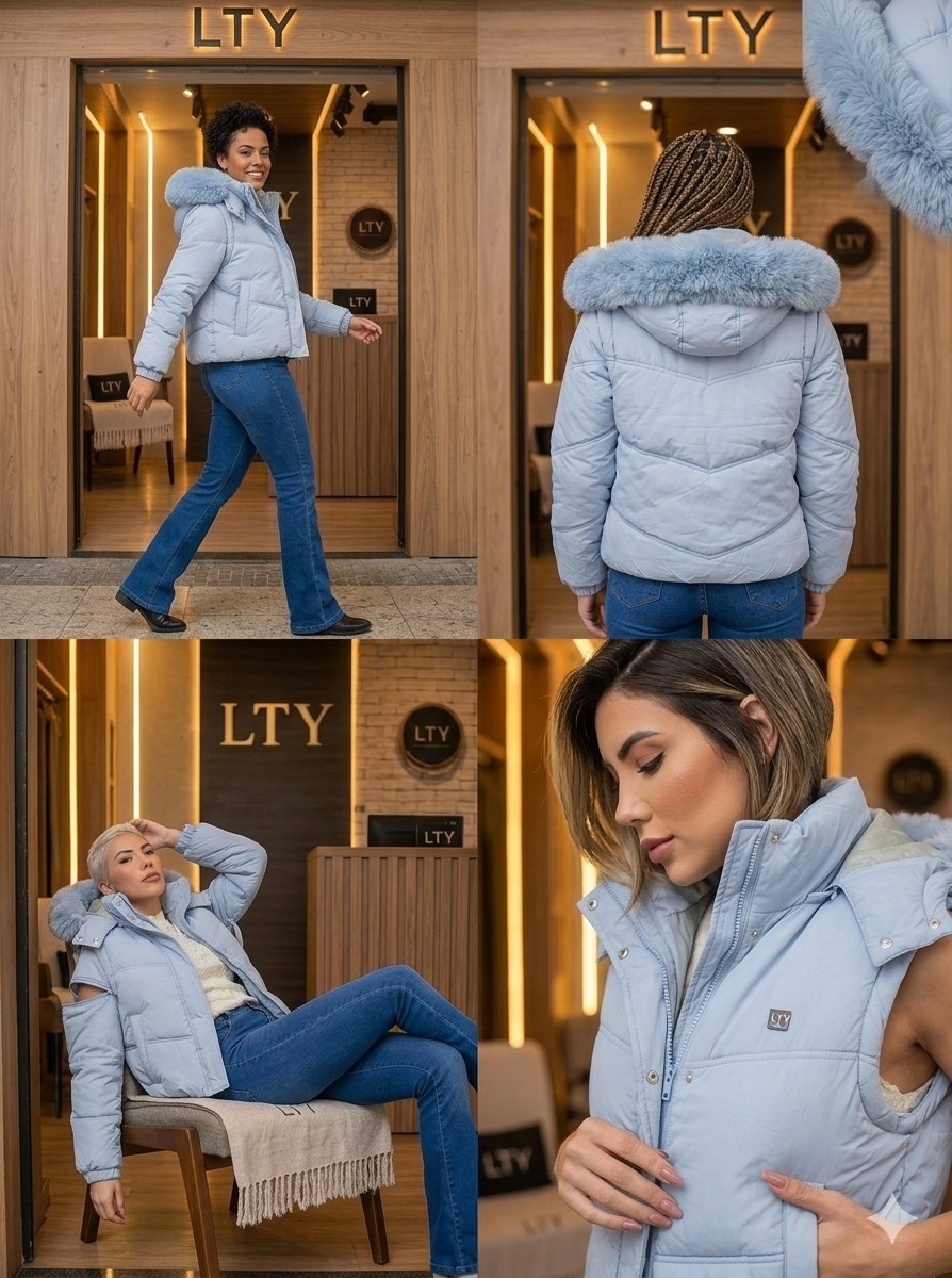 Puffer 2 en 1 Yd Chaleco Desmontable Mujer Dama Abrigo - Imagen 5