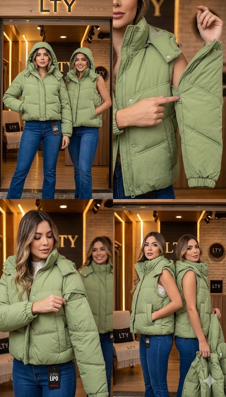 Puffer 2 en 1 Yd Chaleco Desmontable Mujer Dama Abrigo - Imagen 2