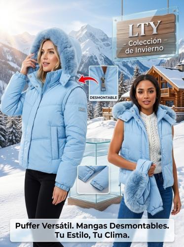 Puffer 2 en 1 Yd Chaleco Desmontable Mujer Dama Abrigo